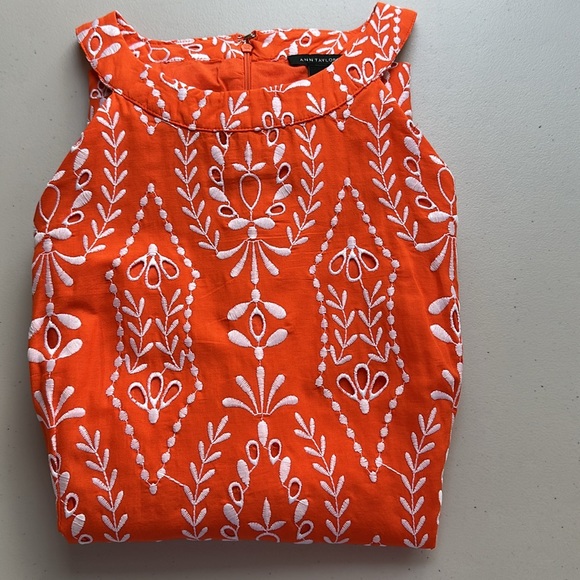 Ann Taylor Orange and White Sheath Dress with Bishop Sleeves - Picture 11 of 11